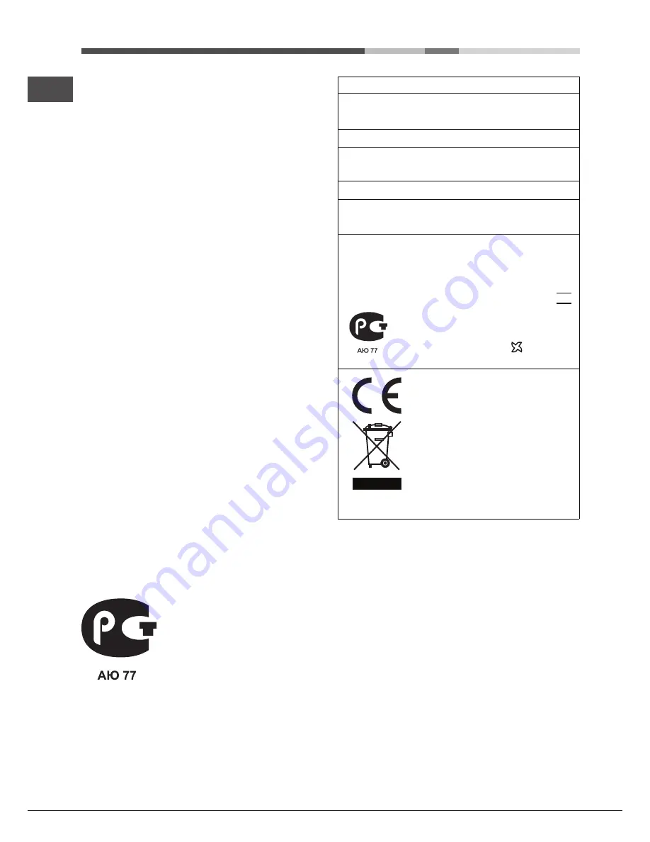 Hotpoint 7OFK 536J RU/HA Operating Instructions Manual Download Page 64