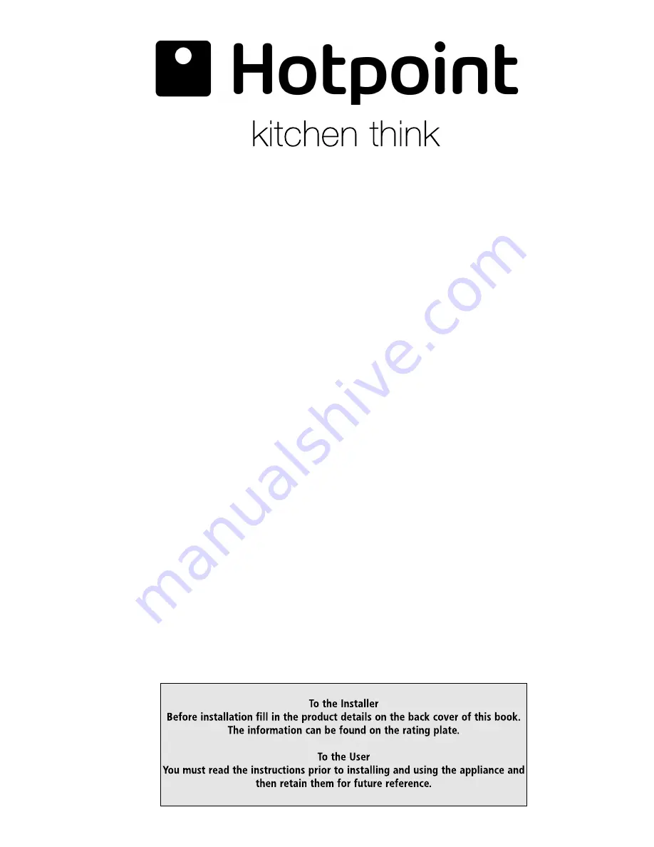 Hotpoint G740 Instructions For Installation And Use Manual Download Page 1