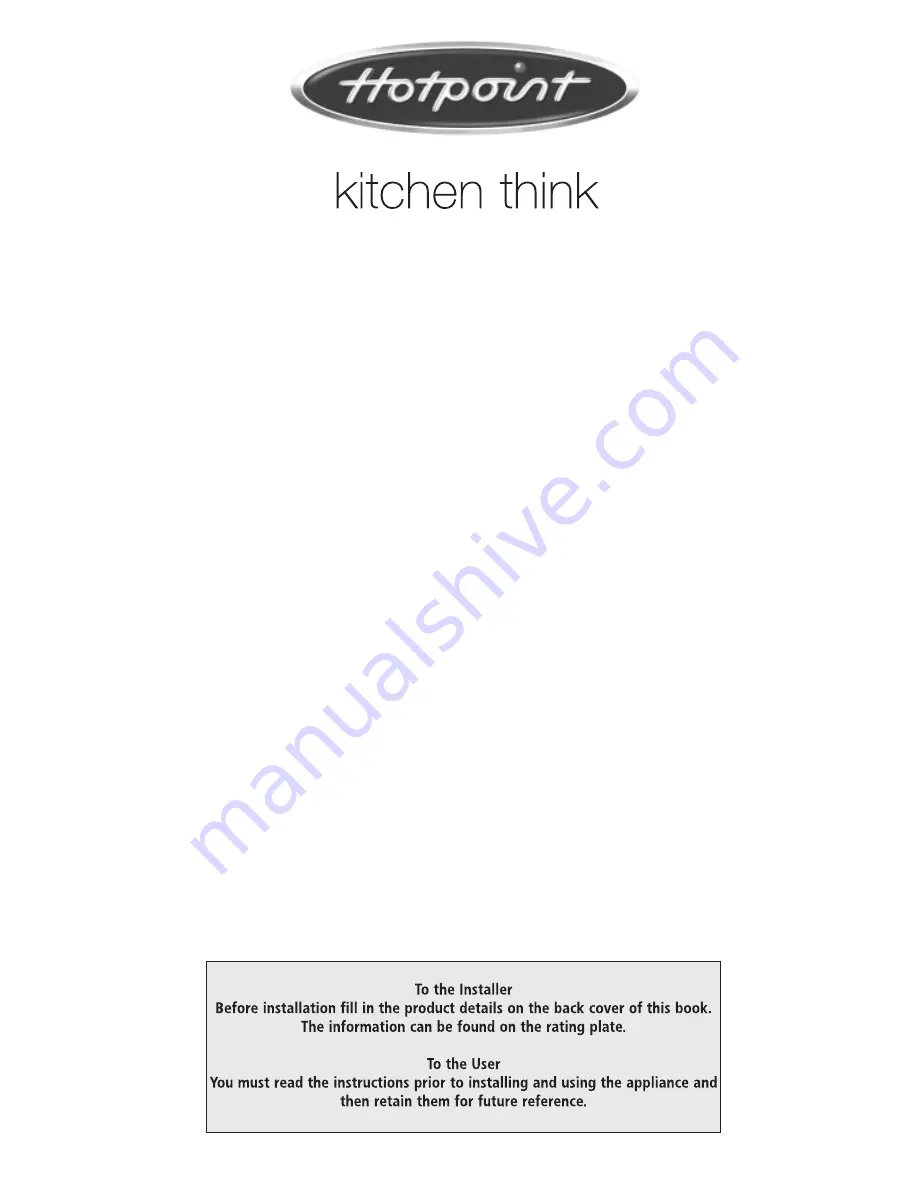 Hotpoint HM311i Instructions For Installation And Use Manual Download Page 1