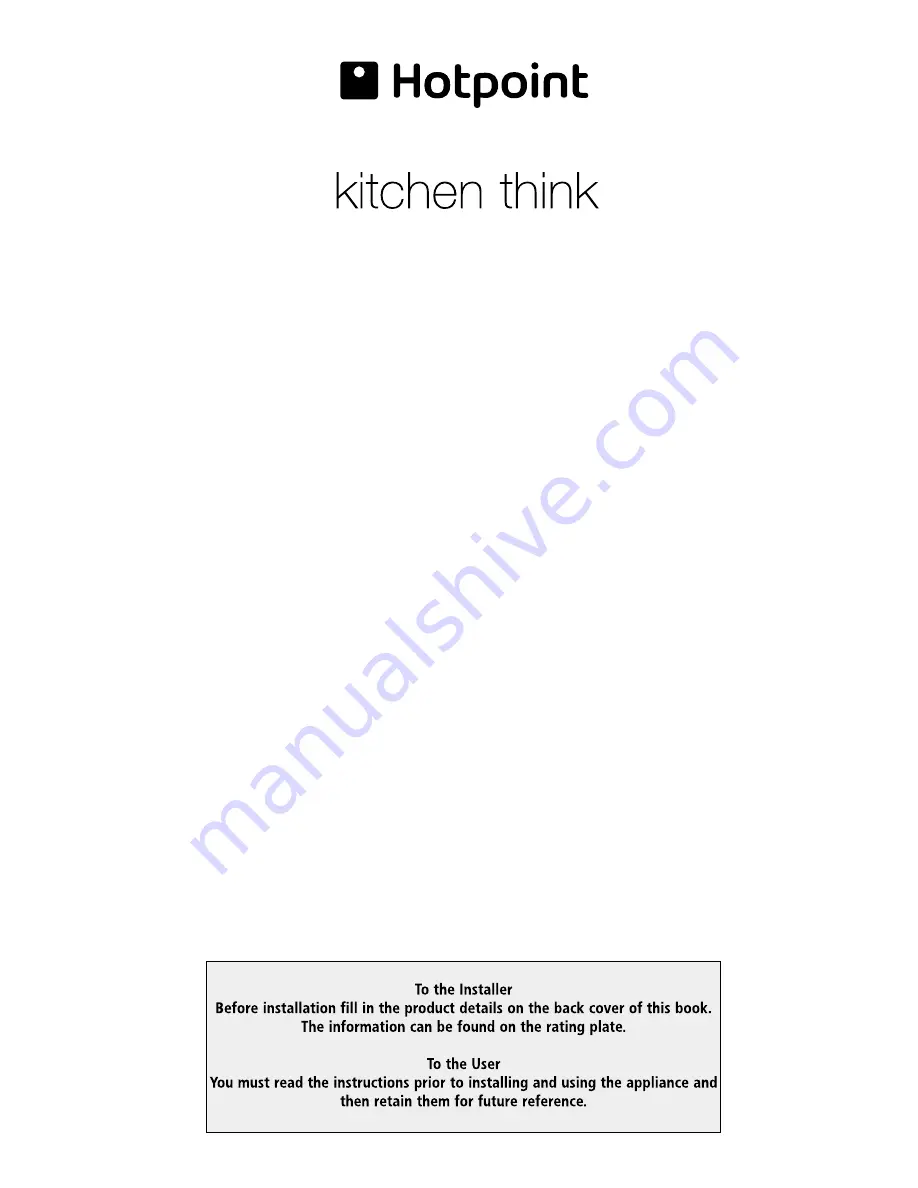 Hotpoint HM315I Instructions For Installation And Use Manual Download Page 1