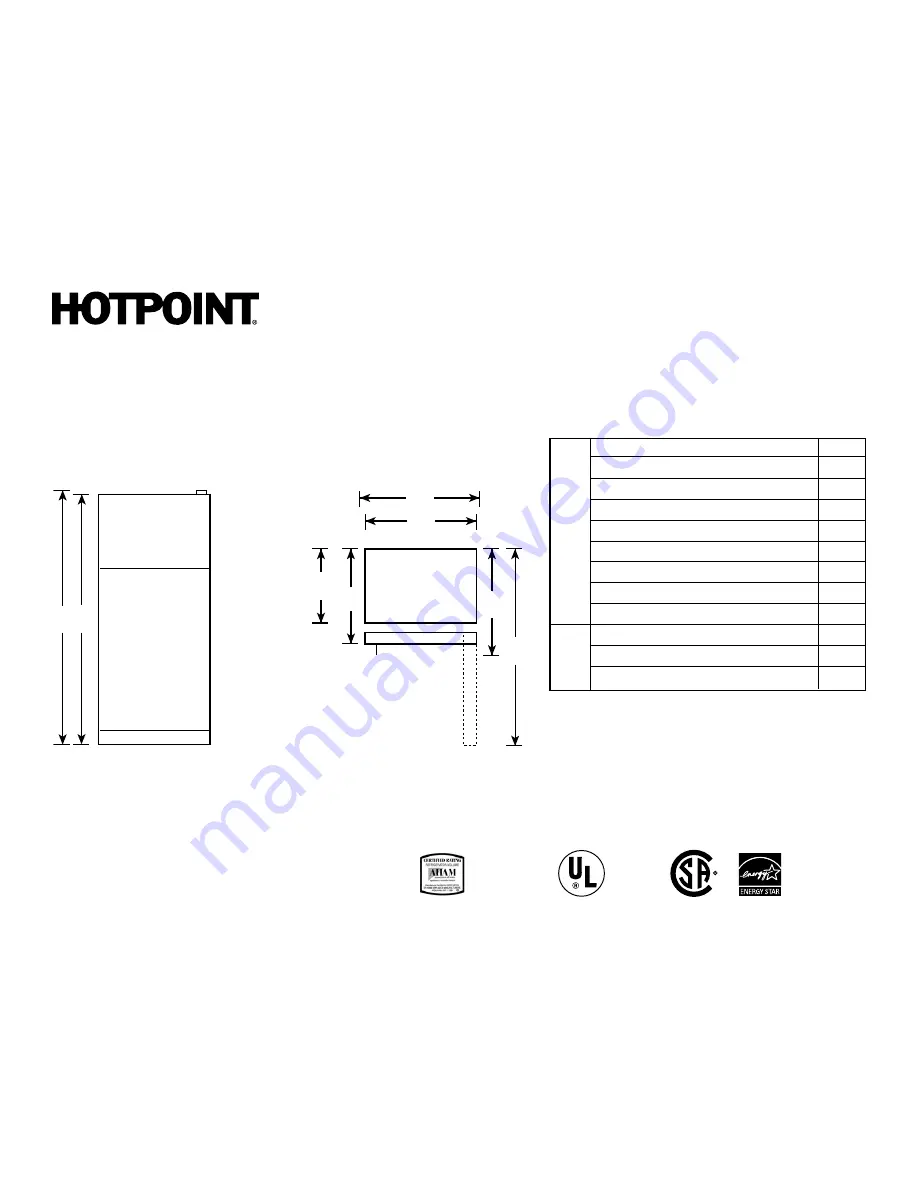 Hotpoint HTJ17CBTSA Specifications Download Page 1