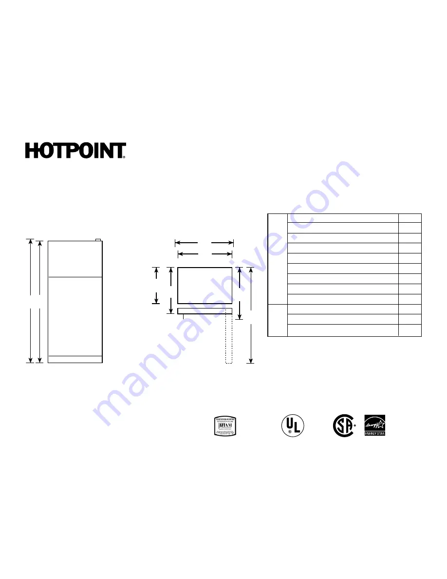 Hotpoint HTJ18GCTSA Dimensions And Installation Information Download Page 1