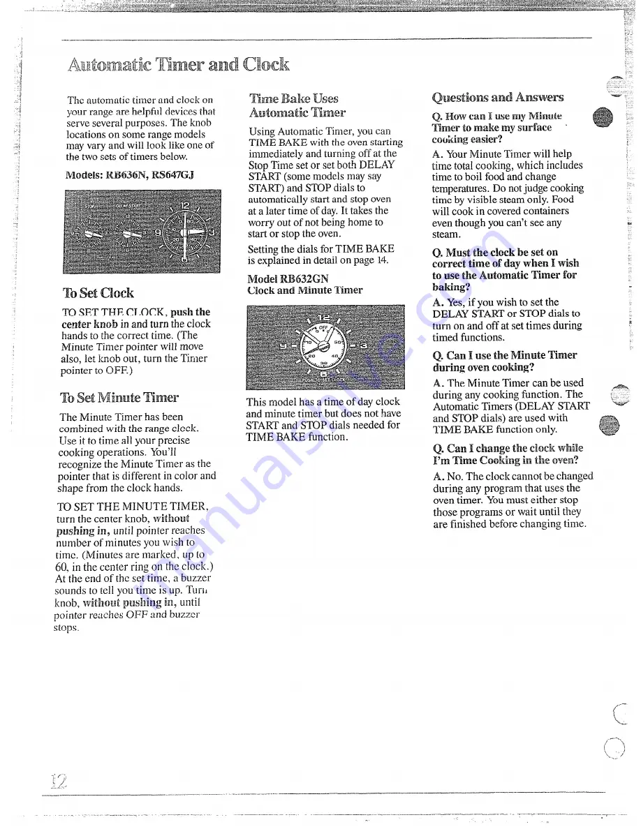 Hotpoint RB632GN Use And Care Manual Download Page 12