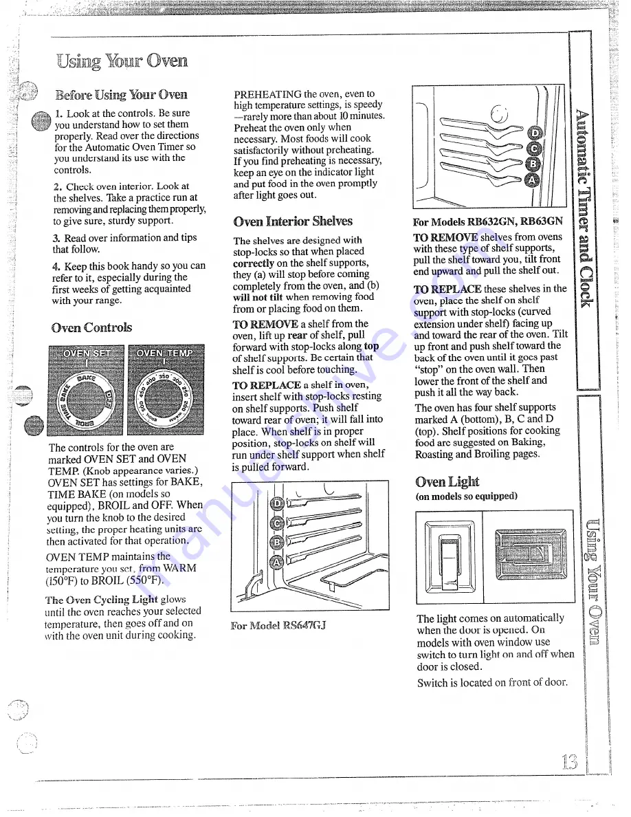 Hotpoint RB632GN Use And Care Manual Download Page 13