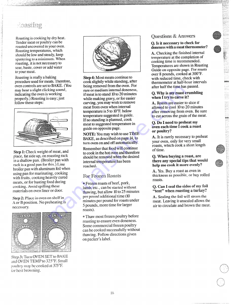 Hotpoint RB747GJ Use And Care Manual Download Page 16