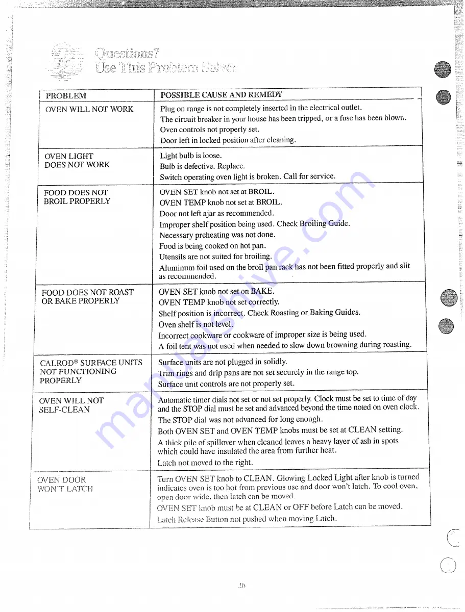 Hotpoint RB747GJ Use And Care Manual Download Page 26