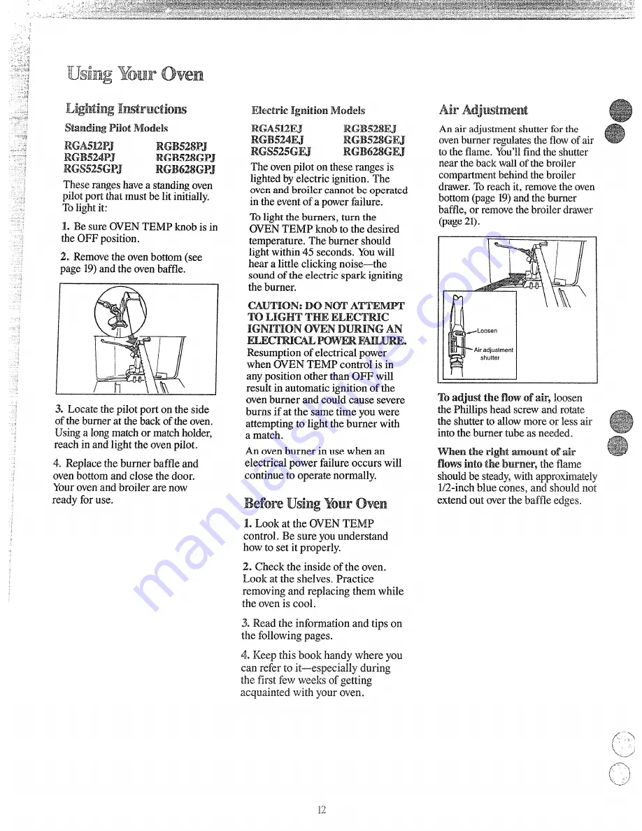 Hotpoint RCA525GEJ Use And Care Manual Download Page 11