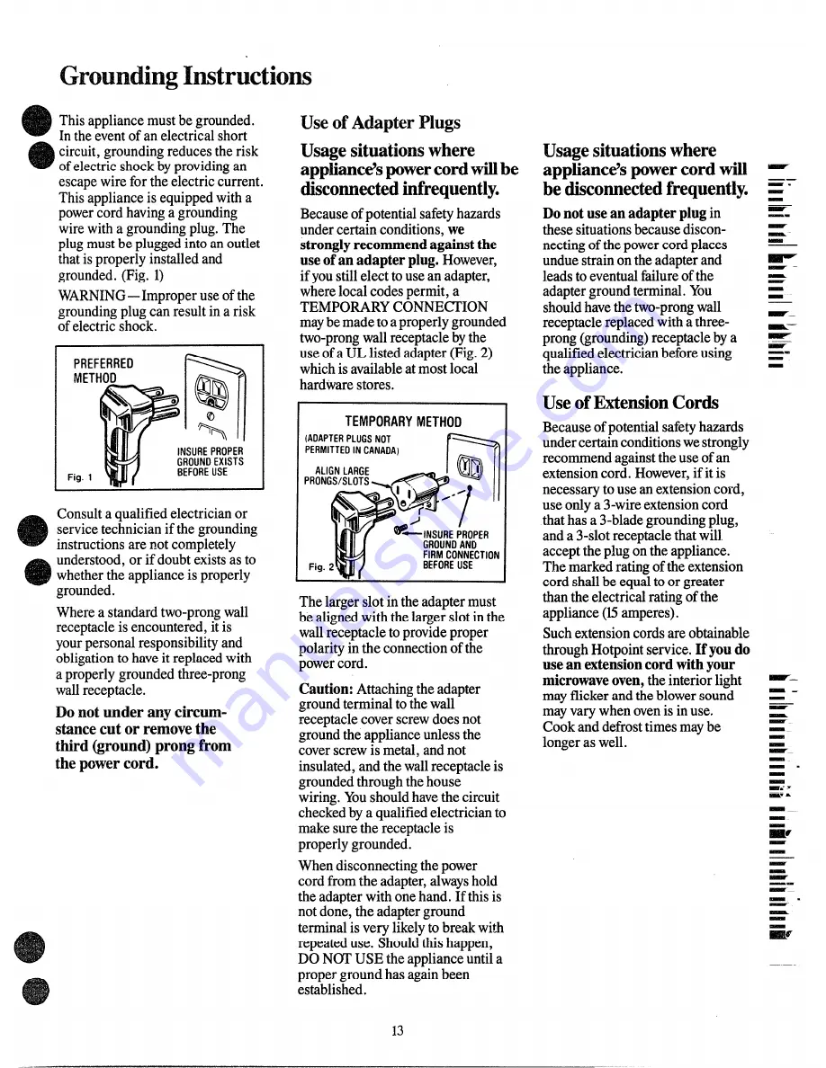 Hotpoint REM30F Use And Care Manual Download Page 13