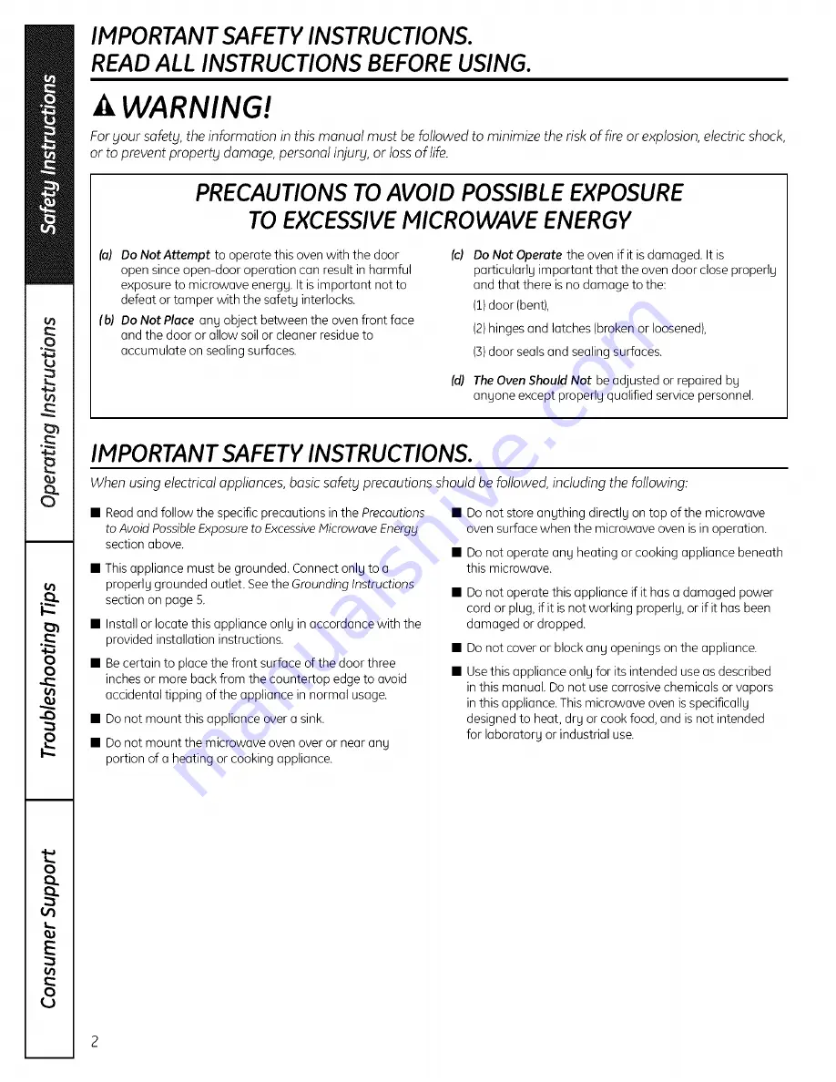 Hotpoint RES0730 Owner'S Manual Download Page 2