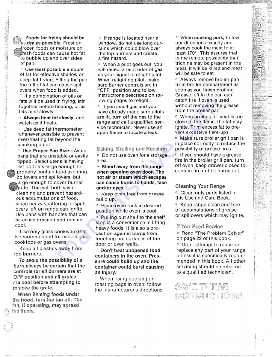 Hotpoint RGA512 Use And Care Manual Download Page 5