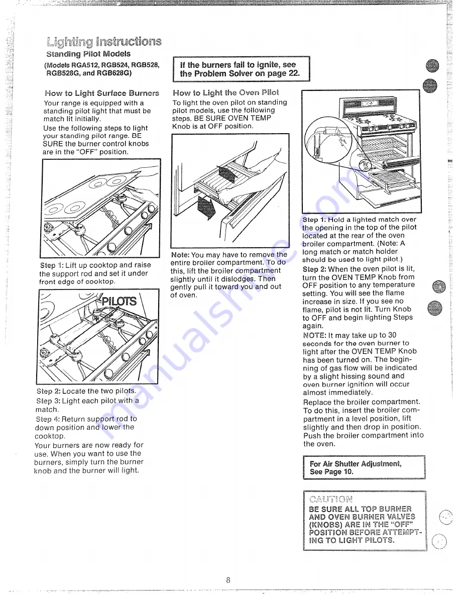 Hotpoint RGA512 Use And Care Manual Download Page 8