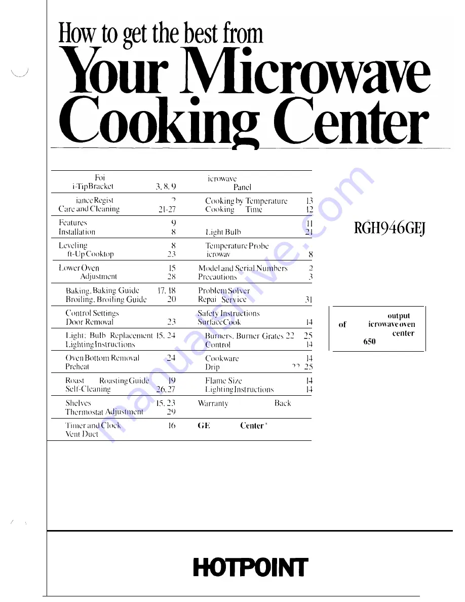 Hotpoint RGH946GEJ Use And Care Manual Download Page 1