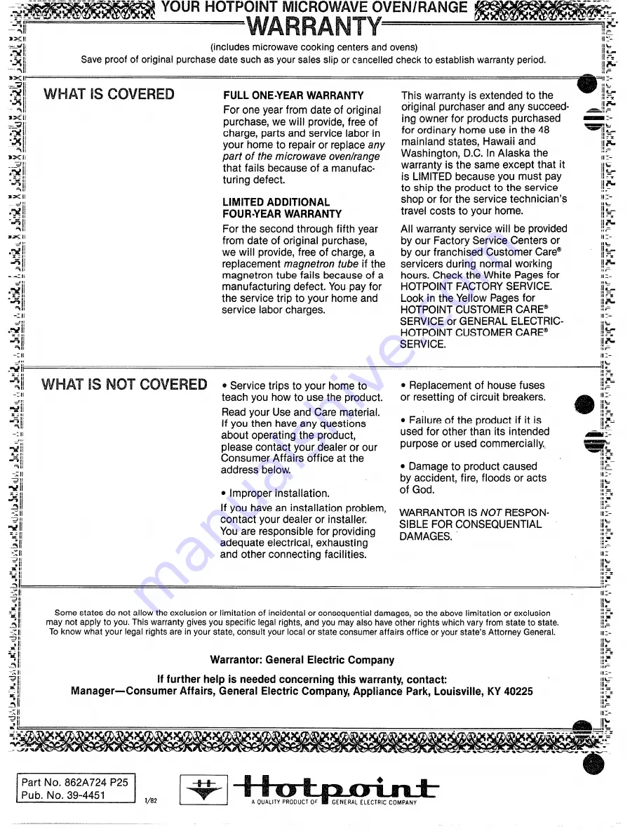 Hotpoint RH967 Use And Care Book Manual Download Page 42