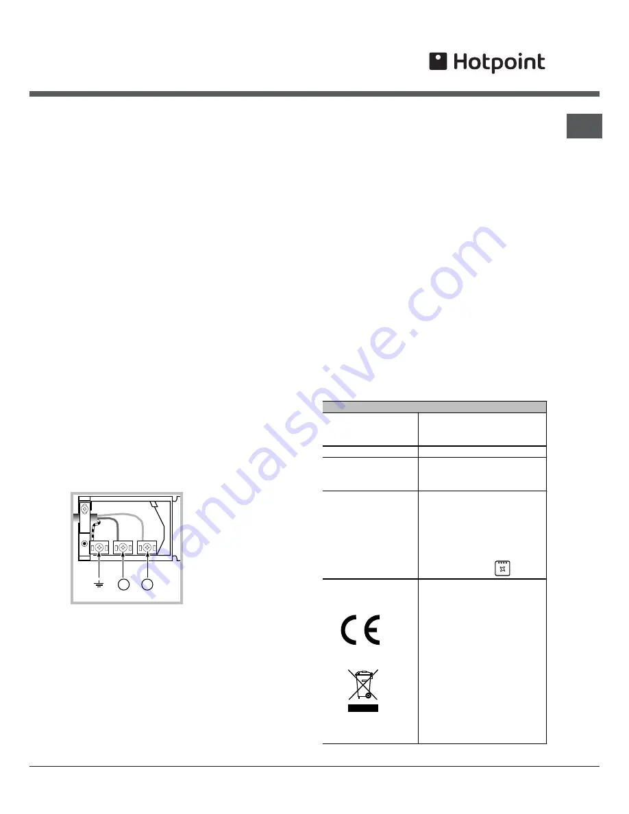 Hotpoint SE1032X Operating Instructions Manual Download Page 3