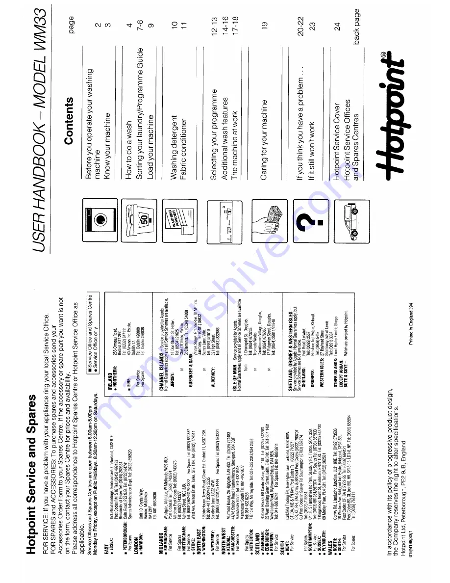 Hotpoint WM33 Скачать руководство пользователя страница 1