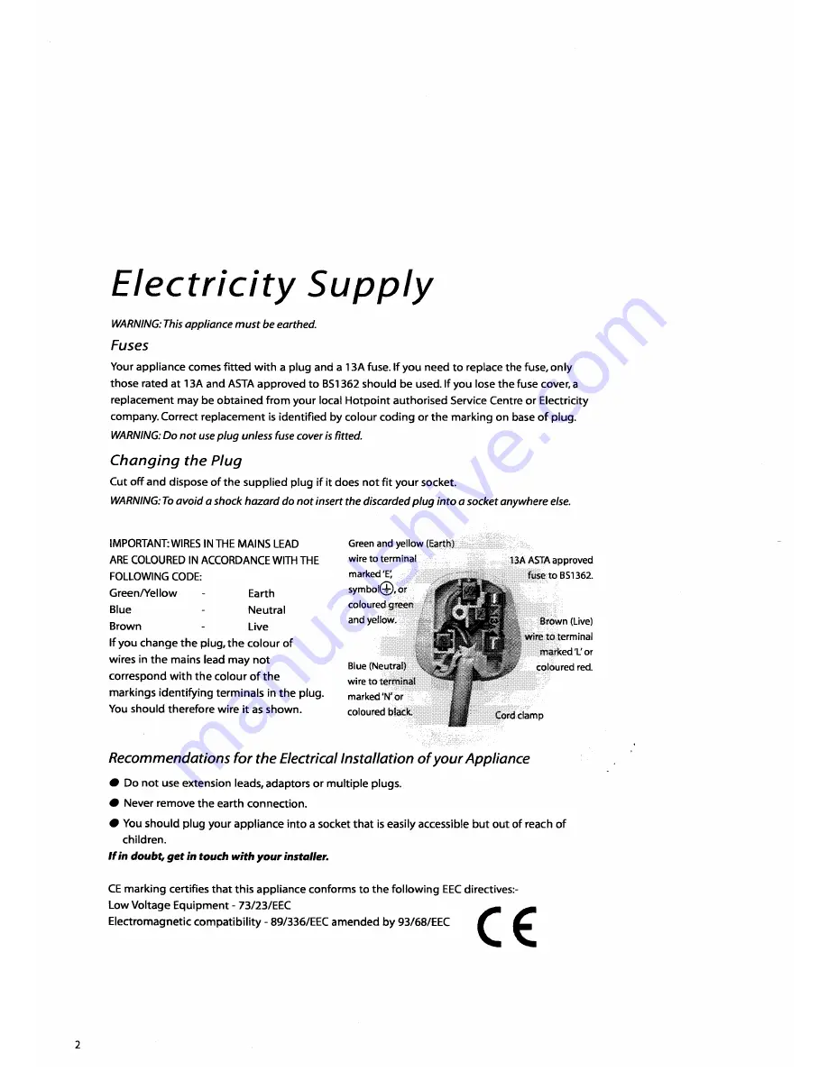 Hotpoint WMTL79 Instruction Manual Download Page 2