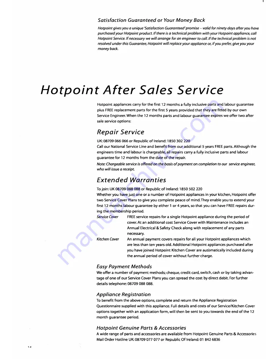 Hotpoint WMTL79 Instruction Manual Download Page 14