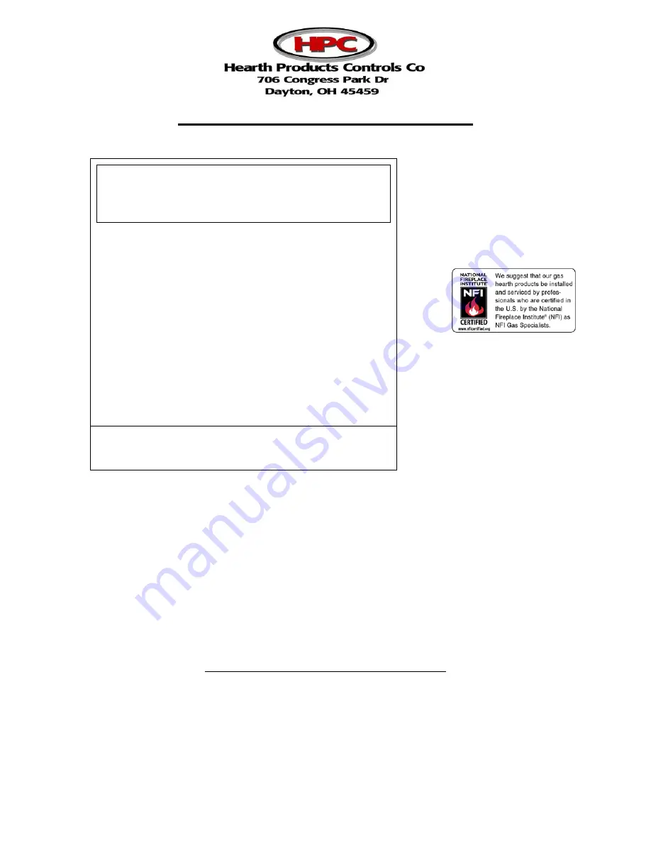 HPC FPSPPK Installation And Operation Instructions Download Page 1