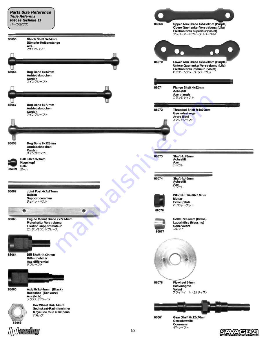 HPI Racing Savage 21 Instruction Manual Download Page 52