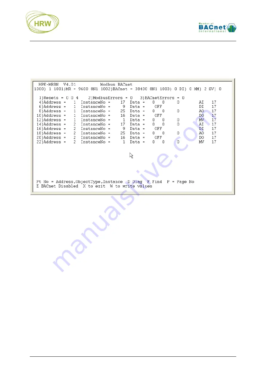 HRW BACnet HPE-MRBN Manual Download Page 11