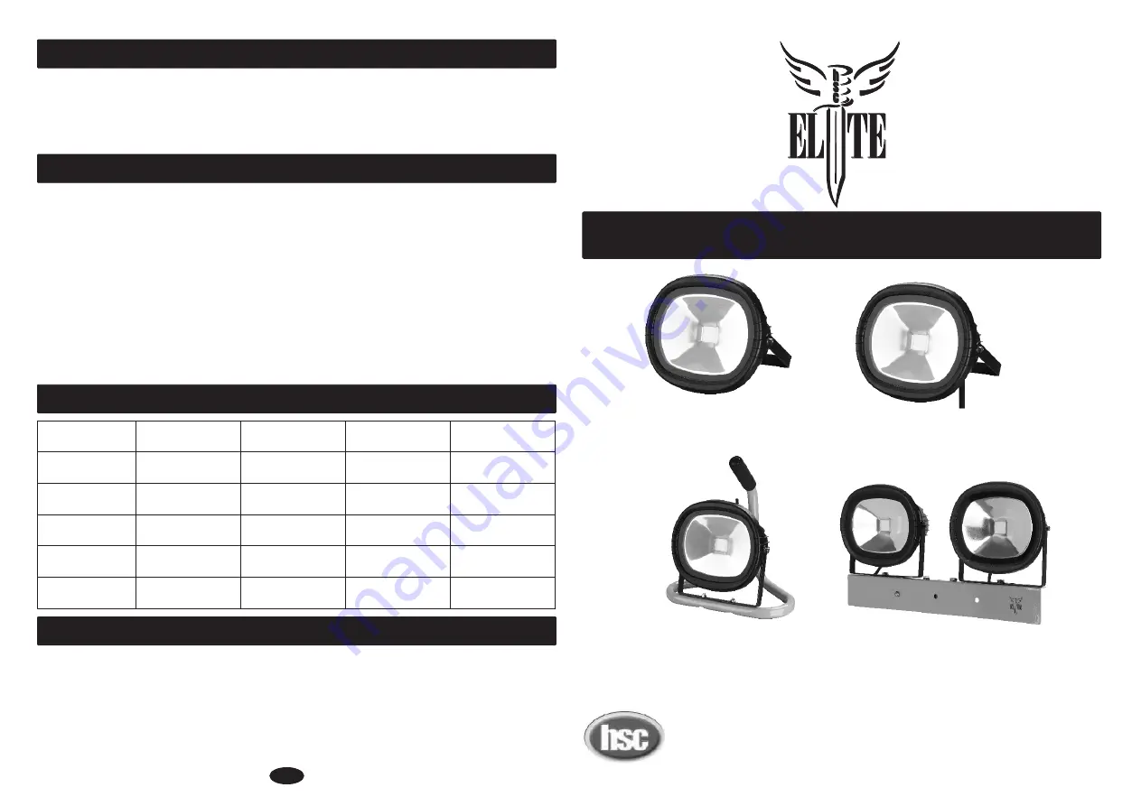 HSC ELITE LED50WHEAD Quick Start Manual Download Page 1