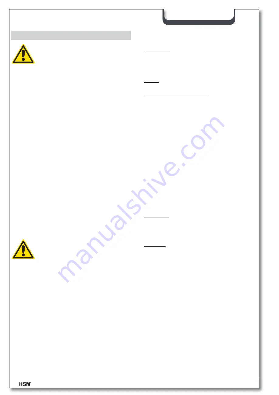 HSM HSM-1911 Instruction Manual Download Page 15