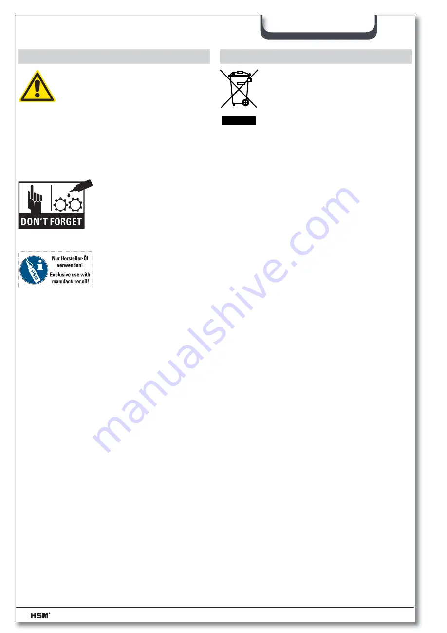 HSM HSM-1911 Instruction Manual Download Page 17