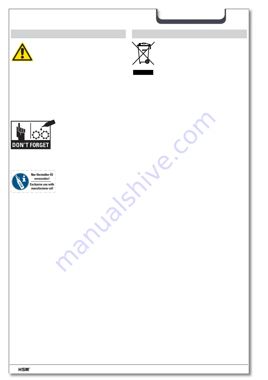 HSM HSM-1911 Instruction Manual Download Page 33