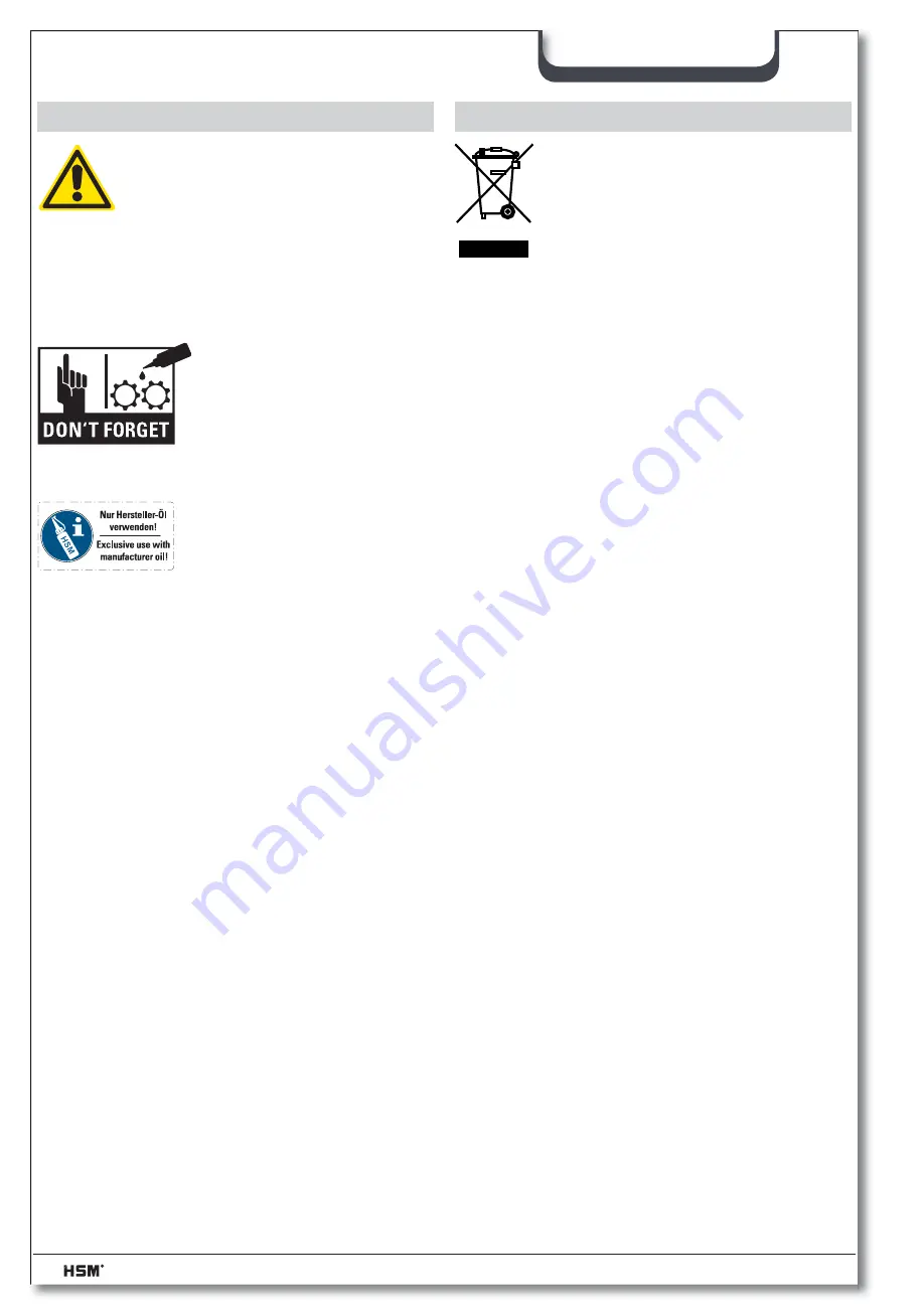 HSM HSM1802 Instruction Manual Download Page 17