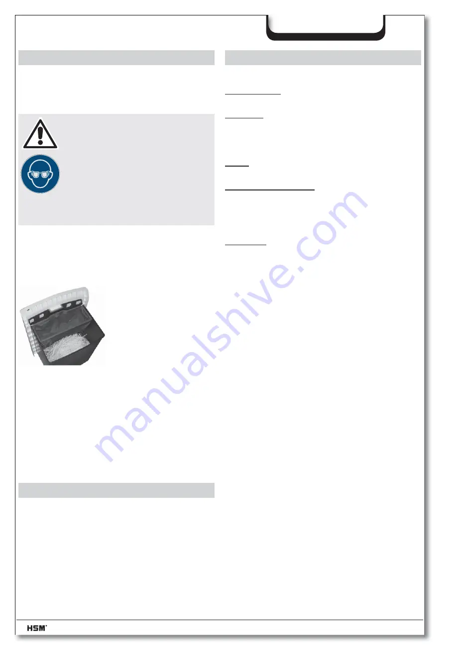 HSM HSM2085 Operating Instructions Manual Download Page 9