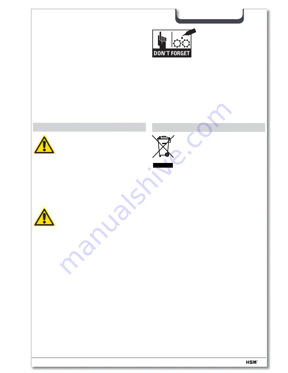 HSM Primo 3901 Operating Instructions Manual Download Page 55