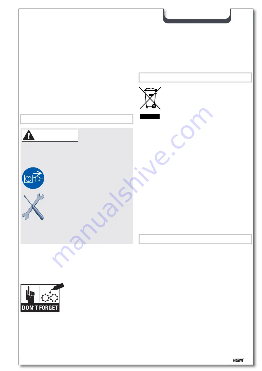 HSM Securio P40 Operating Instructions Manual Download Page 33