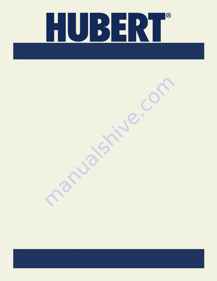 Hubert HUBM-2F Series Service, Installation And Care Manual Download Page 12