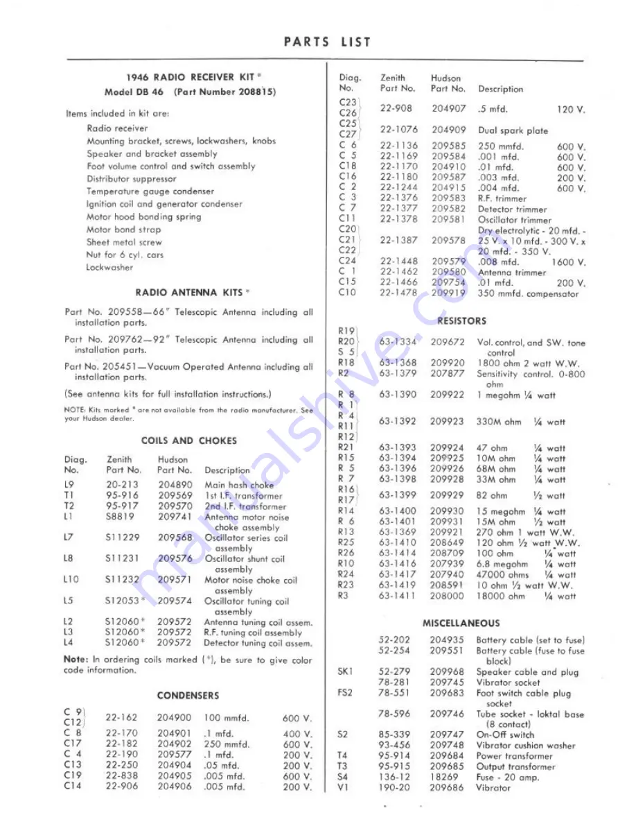 Hudson D846 Service Manual Download Page 7