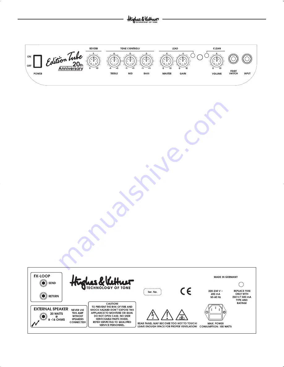 Hughes & Kettner 20th Anniversary Edition Tube Скачать руководство пользователя страница 22