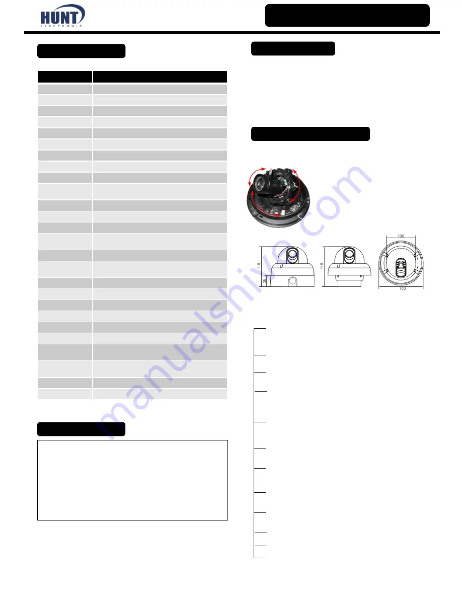 Hunt Electronic HD-SDI OUTDOOR DOME CAMERA User Manual Download Page 1