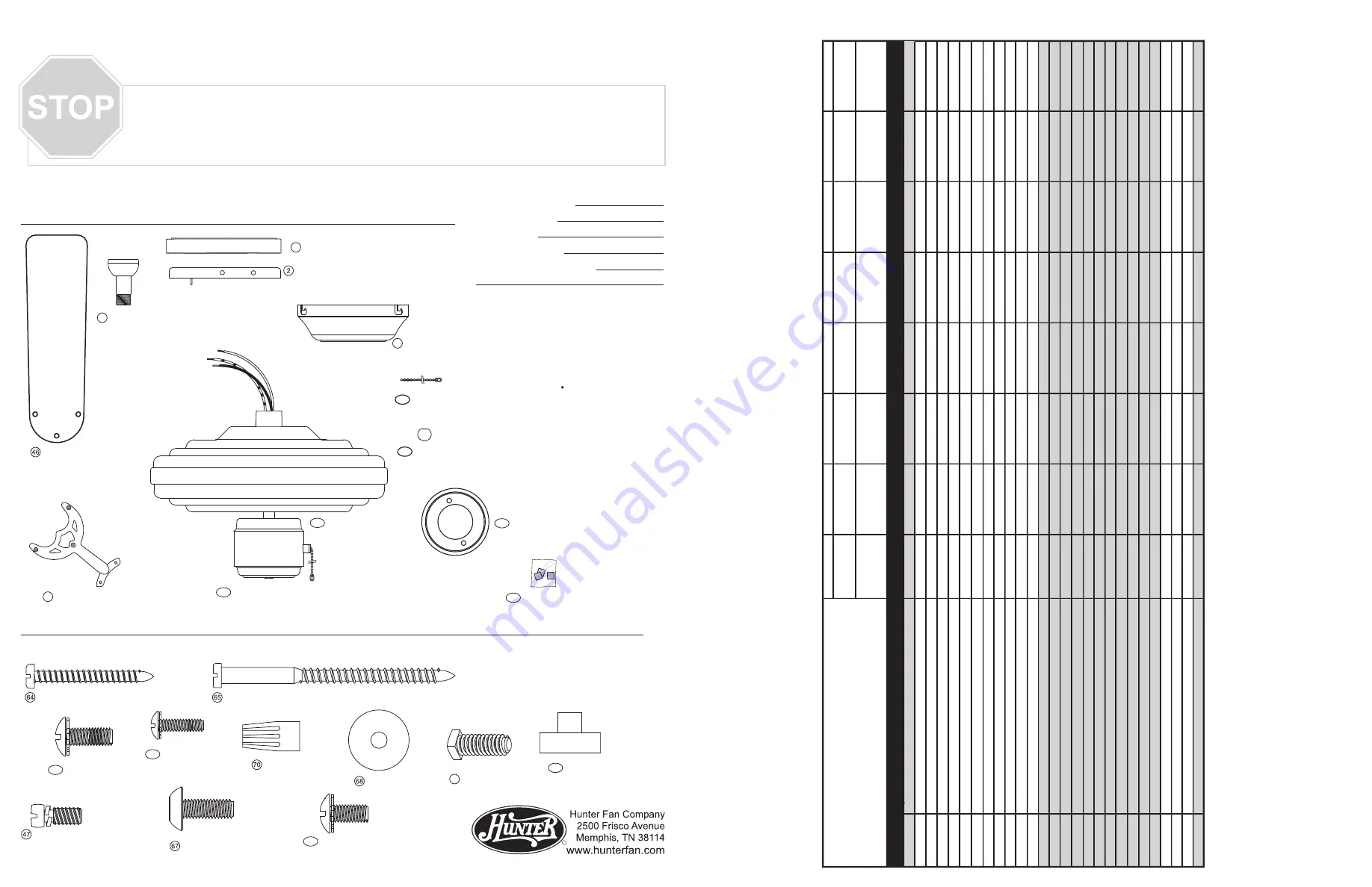 Hunter 23562 Parts Manual Download Page 3