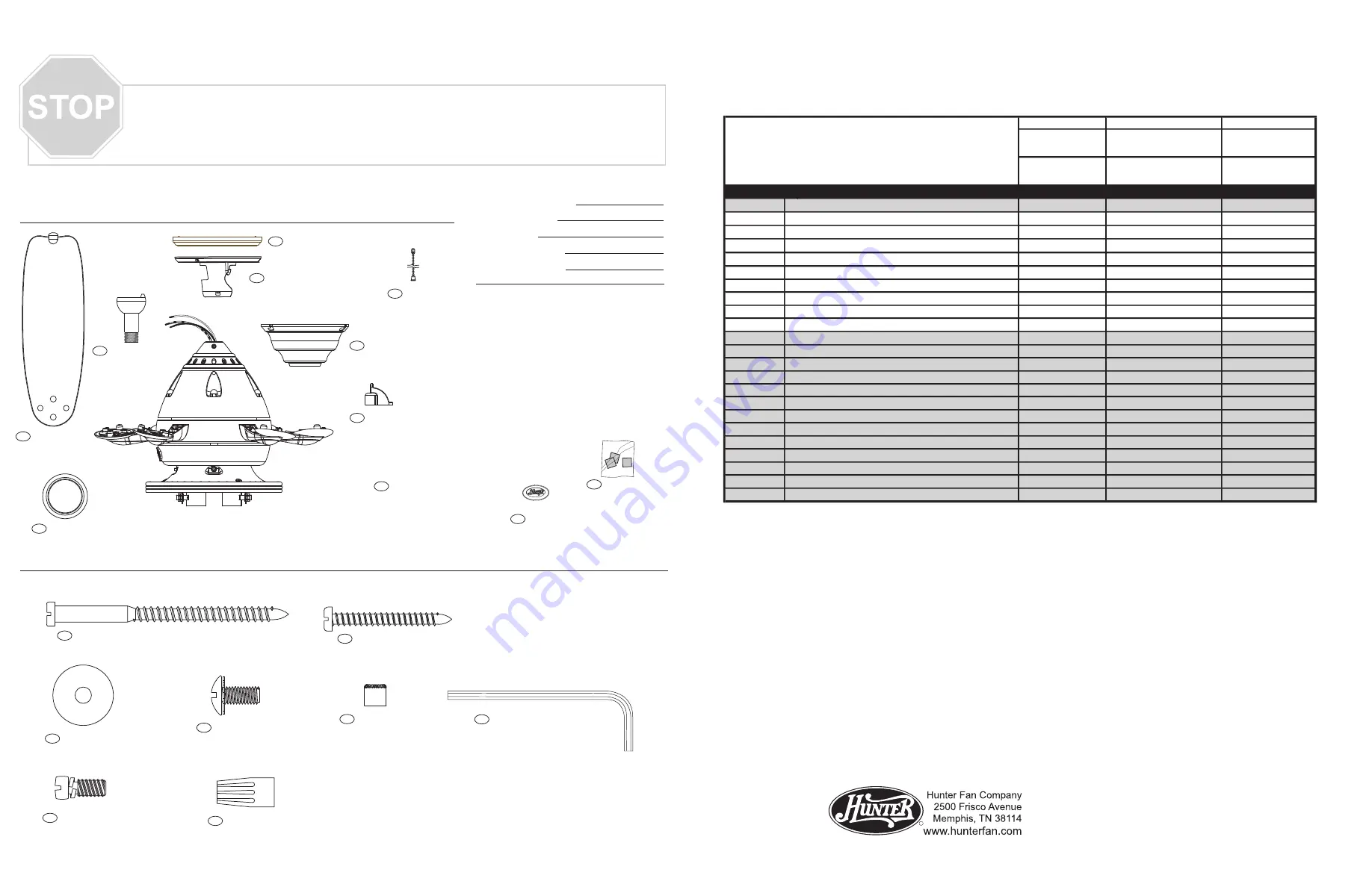 Hunter 25751 Parts Manual Download Page 3