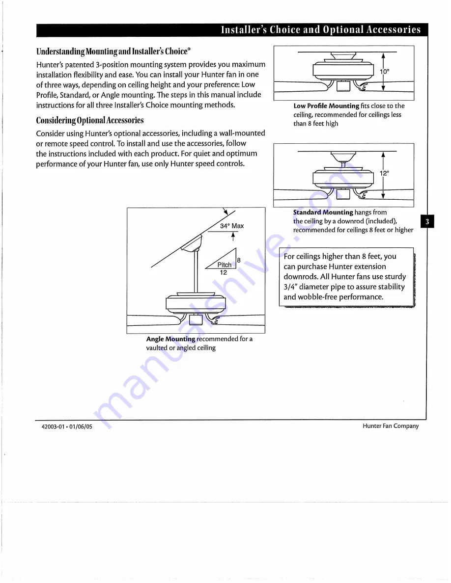 Hunter 28528 Installation & Operation Manual Download Page 3