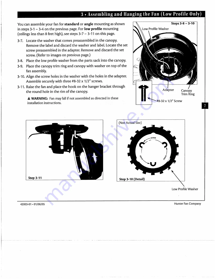 Hunter 28528 Installation & Operation Manual Download Page 7