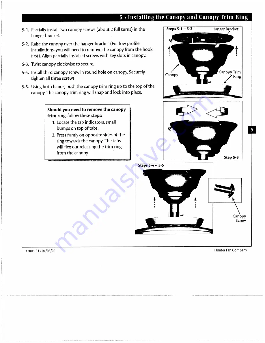 Hunter 28528 Installation & Operation Manual Download Page 9