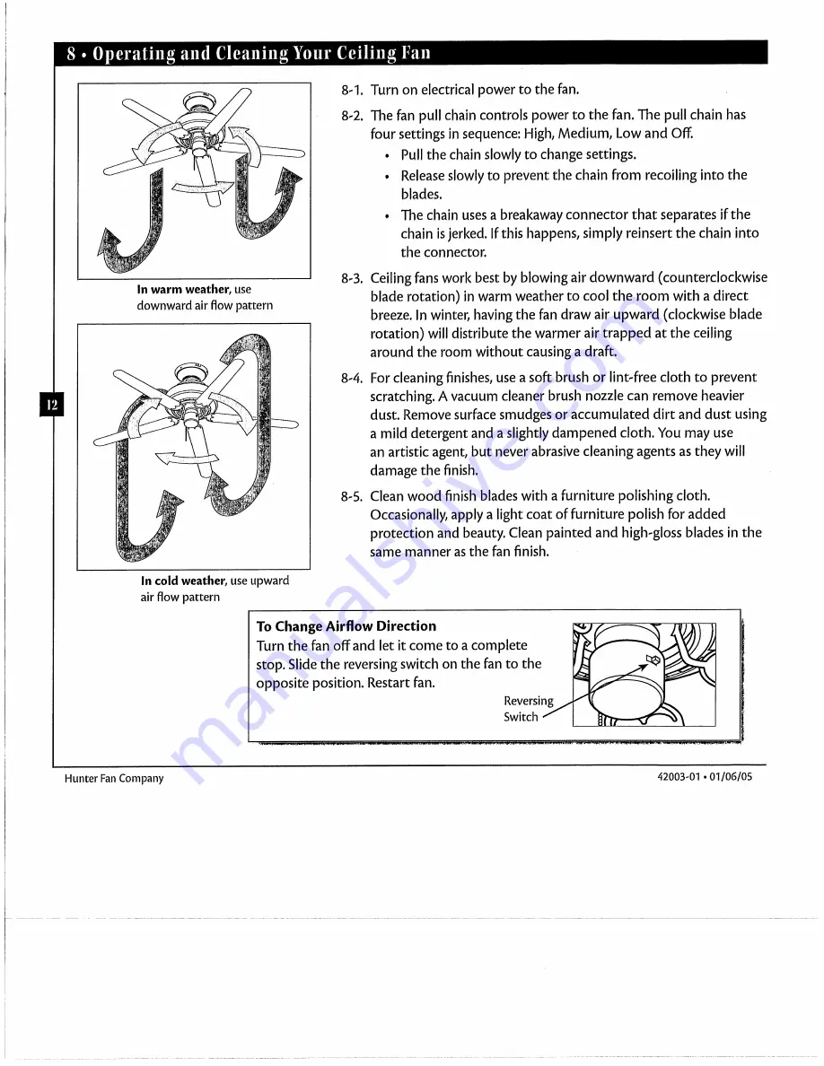 Hunter 28528 Installation & Operation Manual Download Page 12