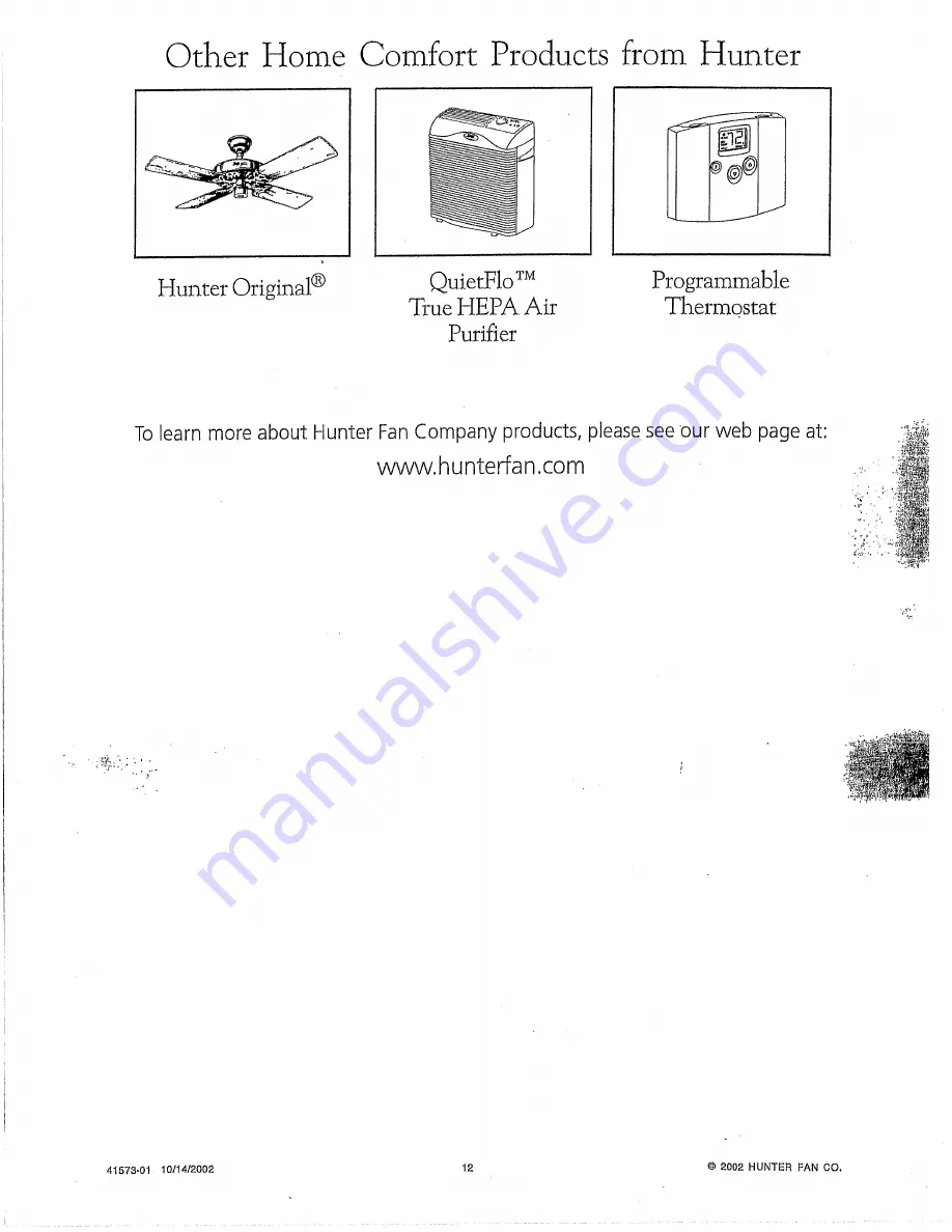 Hunter 32305 User Manual Download Page 12