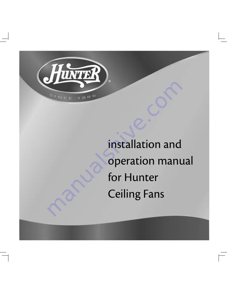 Hunter 42008-01 Installating And Operation Manual Download Page 1