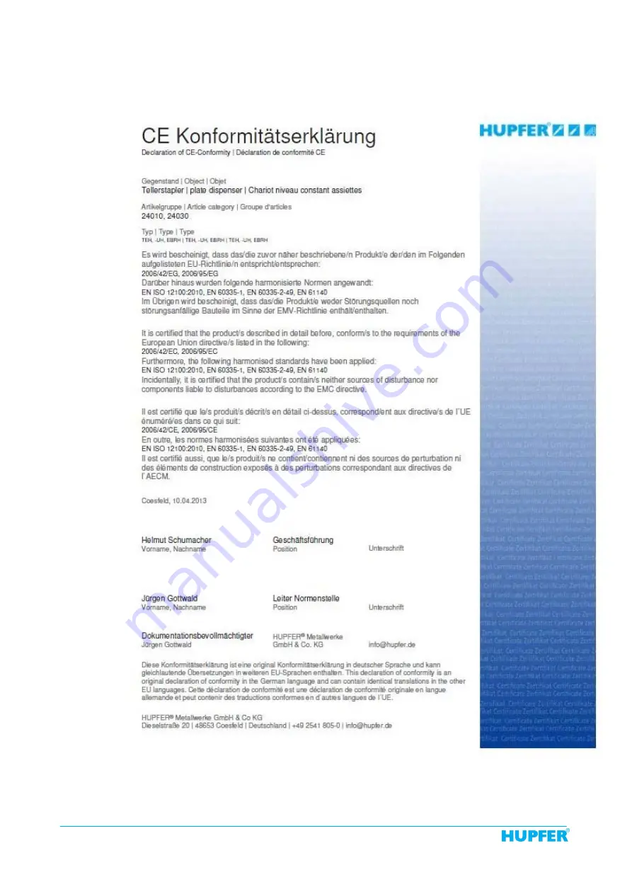 Hupfer EBR/V19-26 Operating Instructions Manual Download Page 46