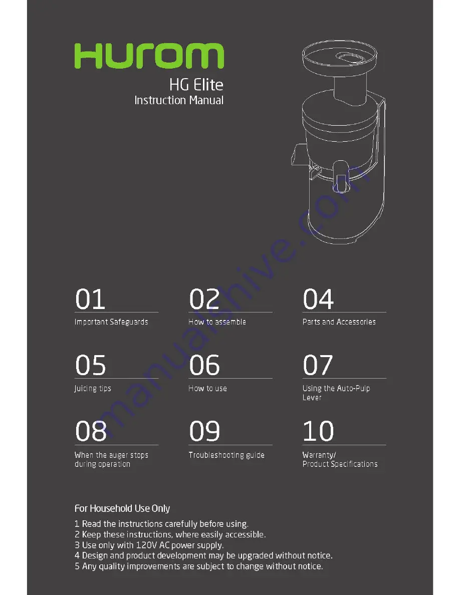 HUROM HG Elite Instruction Manual Download Page 1