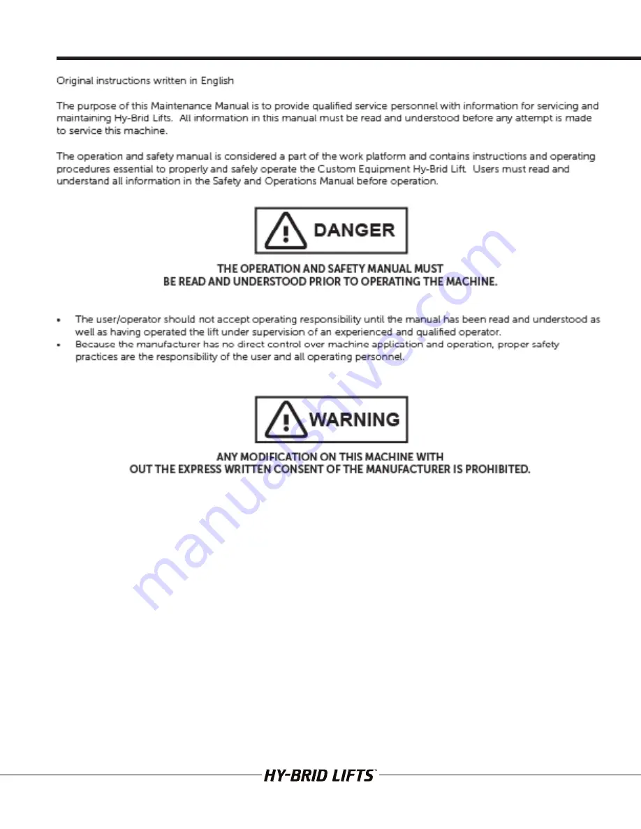 Hy-Brid Lifts HB-1230 Maintenance And Troubleshooting Manual Download Page 3