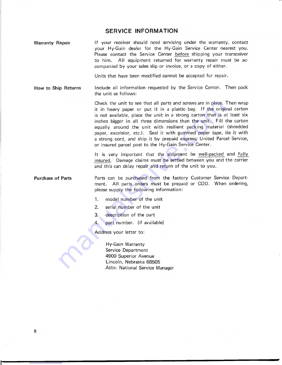 Hy-Gain 673B Instruction Manual Download Page 9