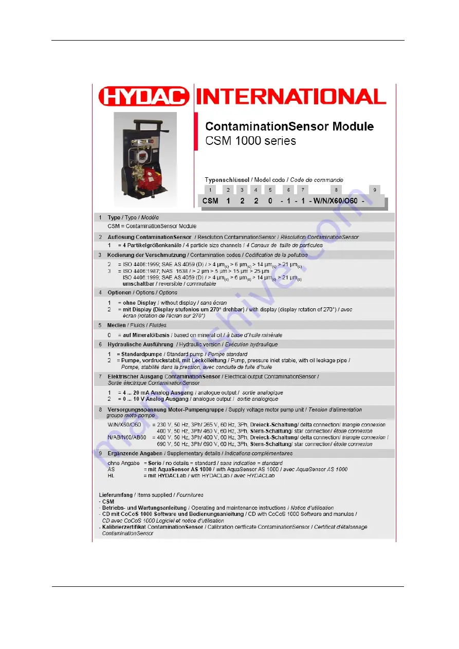 HYDAC International CSM 1000 Series Operating And Maintenance Instrutions Download Page 33