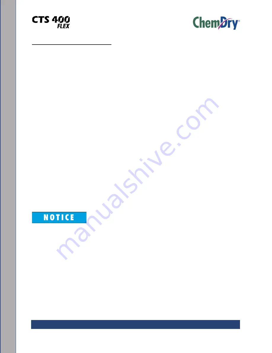 HydraMaster ChemDry CTS 400 Flex Owner'S Manual And Maintenance Logs Download Page 19